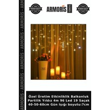 Armoris Özel Üretim Etkinliklik Balkonluk Partilik Yıldız 4m 96 LED 19 Saçak 40-50-60CM Gün Işığı Boyutu:7cm