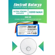 Electroll 360 S5 Batarya (ULTRA YÜKSEK KAPASİTE) 3200mah Pil Akıllı Robot Süpürge Batarya Değişimi