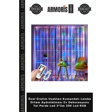 Armoris Özel Üretim Uzaktan Kumandalı Lamba Ortam Aydınlatması Ev Dekorasyonu Tel Perde LED 3*3m 300 LED Rgb