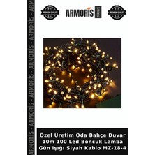 Armoris Özel Üretim Oda Bahçe Duvar 10M 100 LED Boncuk Lamba Gün Işığı Siyah Kablo Mz-18-4
