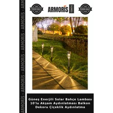 Armoris Güneş Enerjili Solar Bahçe Lambası 10'lu Akşam Aydınlatması Balkon Dekoru Çiçeklik Aydınlatma