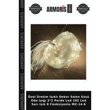 Armoris Özel Üretim Işıklı Dekor Salon Süsü Oda Işığı 2*2 Perde LED 192 LED Sarı Işık 8 Fonksiyonlu Mz-14-6
