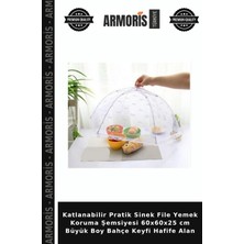 Armoris Katlanabilir Pratik Sinek File Yemek Koruma Şemsiyesi 60X60X25 cm Büyük Boy Bahçe Keyfi Hafife Alan