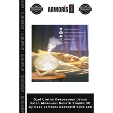 Armoris Özel Üretim Dekorasyon Ürünü Salon Aksesuarı Buharlı Standlı 3D Ay Gece Lambası Dekoratif Küre LED