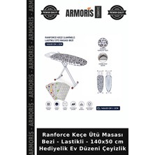 Armoris Ranforce Keçe Ütü Masası Bezi - Lastikli - 140X50 cm Hediyelik Ev Düzeni Çeyizlik