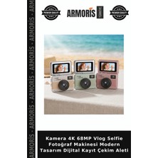 Armoris Kamera 4K 68MP Vlog Selfie Fotoğraf Makinesi Modern Tasarım Dijital Kayıt Çekim Aleti