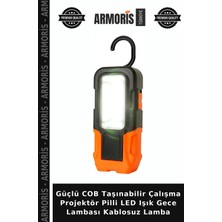 Armoris Güçlü Cob Taşınabilir Çalışma Projektör Pilli LED Işık Gece Lambası Kablosuz Lamba
