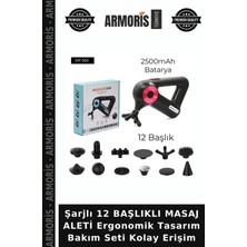 Armoris Şarjlı 12 Başlıklı Masaj Aleti Ergonomik Tasarım Bakım Seti Kolay Erişim