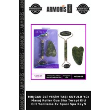 Armoris Mujgan 2li Yeşim Taşı Kutulu Yüz Masaj Roller Gua Sha Terapi Kiti Cilt Yenileme Ev Spasi Spa Keyfi