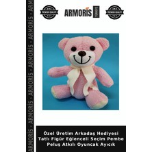 Armoris Özel Üretim Arkadaş Hediyesi Tatlı Figür Eğlenceli Seçim Pembe Peluş Atkılı Oyuncak Ayıcık