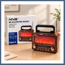 Bezos Şömineli Retro Radyo Hoparlör (Bluetooth, Am/fm/sw, Usb/type-C, Tf) BZS10