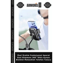 Armoris Özel Üretim Fonksiyonel Aparat Gezi Ekipmanı 360° Dikiz Aynası Bisiklet Motosiklet Telefon Tutucu