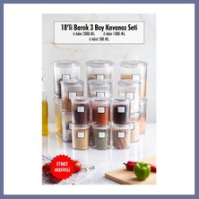 Bezos 18'li Barok Yuvarlak 3 Boy Kavanoz Seti & Saklama Kabı & Erzak Kabı (6*2000 Ml, 6*1000 ml ,6*500 Ml) Dlra