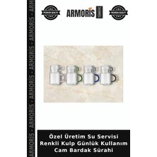 Armoris Özel Üretim Su Servisi Renkli Kulp Günlük Kullanım Cam Bardak Sürahi