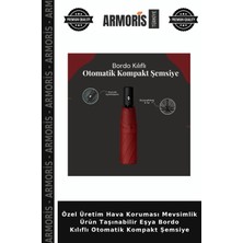 Armoris Özel Üretim Hava Koruması Mevsimlik Ürün Taşınabilir Eşya Bordo Kılıflı Otomatik Kompakt Şemsiye