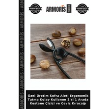 Armoris Özel Üretim Sofra Aleti Ergonomik Tutma Kolay Kullanım 2'si 1 Arada Kestane Çizici ve Ceviz Kıracağı