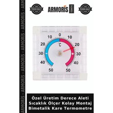 Armoris Özel Üretim Derece Aleti Sıcaklık Ölçer Kolay Montaj Bimetalik Kare Termometre