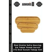 Armoris Özel Üretim Sofra Hazırlığı Şık Tabak Yemek Servisi 3'lü Oval Sunum Tabağı Seti
