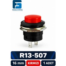 R13-507 16MM Yaylı Push Buton - Kırmızı
