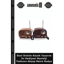 Armoris Özel Üretim Klasik Tasarım Ev Hediyesi Nostalji Tutkunu Ahşap Retro Radyo