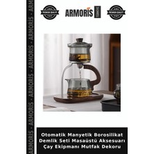 Armoris Otomatik Manyetik Borosilikat Demlik Seti Masaüstü Aksesuarı Çay Ekipmanı Mutfak Dekoru