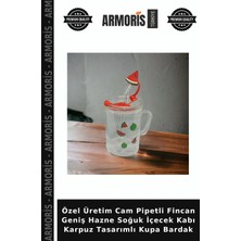 Armoris Özel Üretim Cam Pipetli Fincan Geniş Hazne Soğuk Içecek Kabı Karpuz Tasarımlı Kupa Bardak