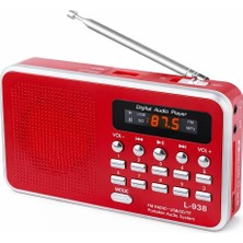 Royal Rain Store L-938 Şarjlı Taşınabilir Fm Radyo | Dijital Ekranlı | Usb/tf/sd/aux Destekli | Bl-5c Bataryalı Cep Radyosu (Kırmızı)