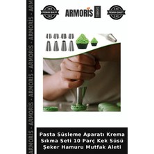 Armoris Pasta Süsleme Aparatı Krema Sıkma Seti 10 Parç Kek Süsü Şeker Hamuru Mutfak Aleti