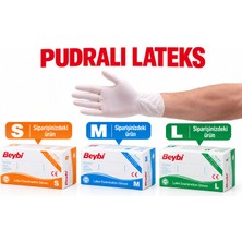 Beybi Pudralı Lateks Muayene Eldiveni S-M-L Beden Seçenekli
