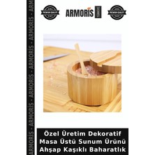 Armoris Özel Üretim Dekoratif Masa Üstü Sunum Ürünü Ahşap Kaşıklı Baharatlık