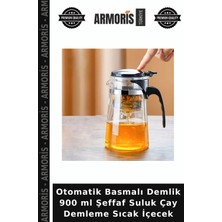Armoris Otomatik Basmalı Demlik 900 ml Şeffaf Suluk Çay Demleme Sıcak Içecek
