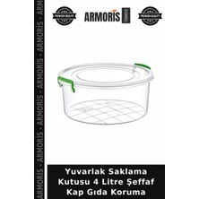 Armoris Yuvarlak Saklama Kutusu 4 Litre Şeffaf Kap Gıda Koruma