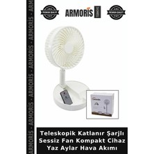 Armoris Teleskopik Katlanır Şarjlı Sessiz Fan Kompakt Cihaz Yaz Aylar Hava Akımı