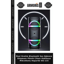 Armoris Özel Üretim Bluetooth Ses Eğlence Ekipmanı Piknik Cihazı Kablosuz Mikrofonlu Hoparlör BS-115