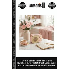 Armoris Delux Serisi Taşınabilir Ses Kulaklık Alternatifi Parti Aksesuarı LED Aydınlatmalı Hoparlör Pembe