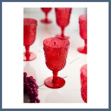 Bezos Akrilik Kırmızı Tekli Kadeh & Su Meşrubat Kahve Yanı Bardağı 450 ml ( Cam Değildir ) BZS10