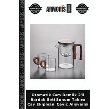 Armoris Otomatik Cam Demlik 2'li Bardak Seti Sunum Takımı Çay Ekipmanı Çeyiz Alışverişi