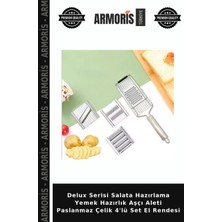 Armoris Delux Serisi Salata Hazırlama Yemek Hazırlık Aşçı Aleti Paslanmaz Çelik 4'lü Set El Rendesi