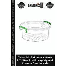 Armoris Yuvarlak Saklama Kutusu 1.2 Litre Pratik Kap Yiyecek Koruma Sunum Kabı