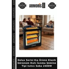 Armoris Delux Serisi Kış Ürünü Klasik Görünüm Hızlı Isınma Şömine Tipi Isıtıcı Soba 2400W