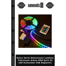 Armoris Delux Serisi Dekorasyon Lambası Televizyon Arkası Rgb Şerit 54 LED Kumandalı USB Bağlantılı