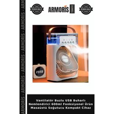 Armoris Vantilatör Buzlu USB Buharlı Nemlendirici 600ML Fonksiyonel Ürün Masaüstü Soğutucu Kompakt Cihaz