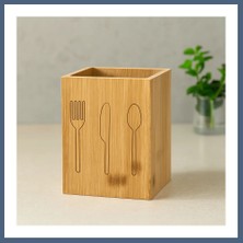 Bezos Ahşap Bambu Kaşıklık Organizer 9x9 cm BZS10