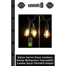 Armoris Delux Serisi Gece Lambası Kamp Malzemesi Taşınabilir Lamba Şarjlı Portatif Ampül