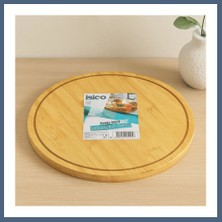 Bezos Yuvarlak 29.7 cm Bambu Döner Sunum Tepsisi (360°) BZS10