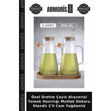Armoris Özel Üretim Çeyiz Alışverişi Yemek Hazırlığı Mutfak Dekoru Standlı 2'li Cam Yağdanlık