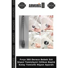 Armoris Fırça 360 Derece Bebek Süt Şişesi Temizleyici Silikon Başlık Kolay Temizlik Hijyen Aparatı