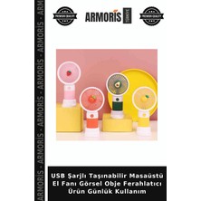 Armoris USB Şarjlı Taşınabilir Masaüstü El Fanı Görsel Obje Ferahlatıcı Ürün Günlük Kullanım