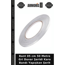 Armoris Bant 05 cm 50 Metre Gri Duvar Şeridi Karo Bandı Yapışkan Şerit