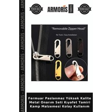 Armoris Fermuar Paslanmaz Yüksek Kalite Metal Onarım Seti Kıyafet Tamiri Kamp Malzemesi Kolay Kullanım
